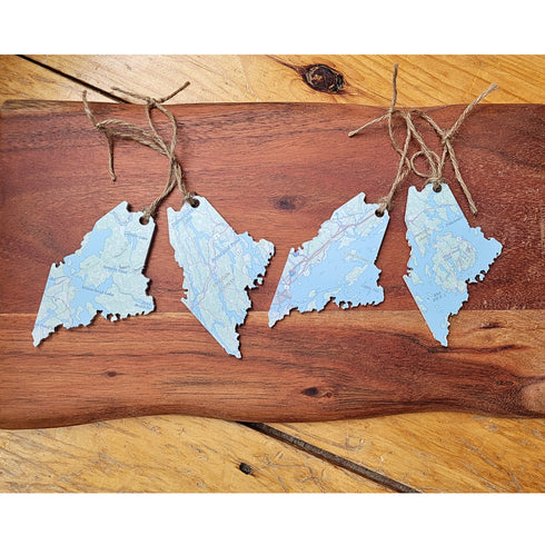 Custom Maine Map Ornaments, Personalized Map Keepsake
